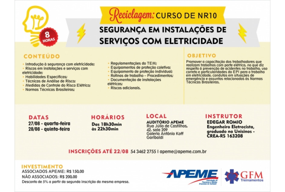 Inscrições abertas para cursos de Trabalho em Altura e NR 10 – Reciclagem