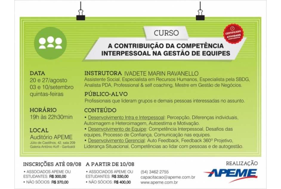 APEME traz professora Ivadete Ravanello a Garibaldi