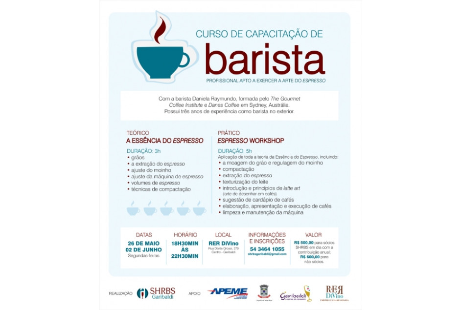 SHRBS Garibaldi promove Curso de Capacitação de Barista