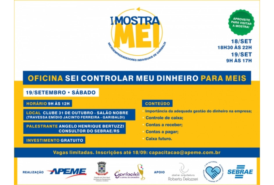 MEIS podem inscrever-se para Oficina “Sei controlar meu dinheiro”