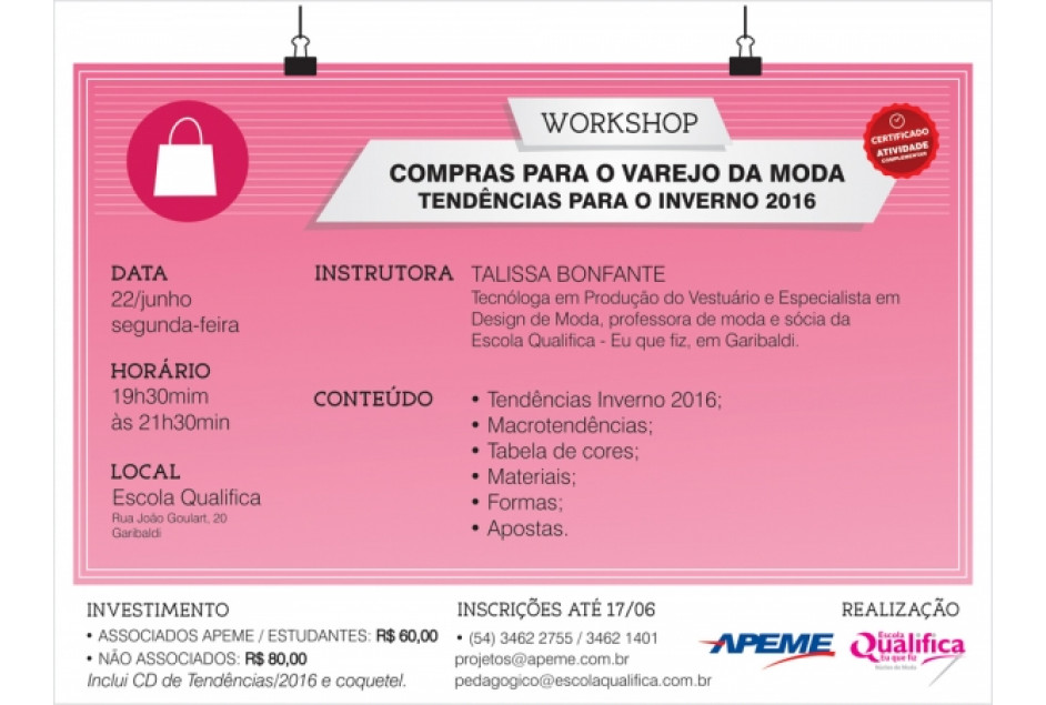 APEME e Qualifica promovem Workshop  para o Varejo de Moda